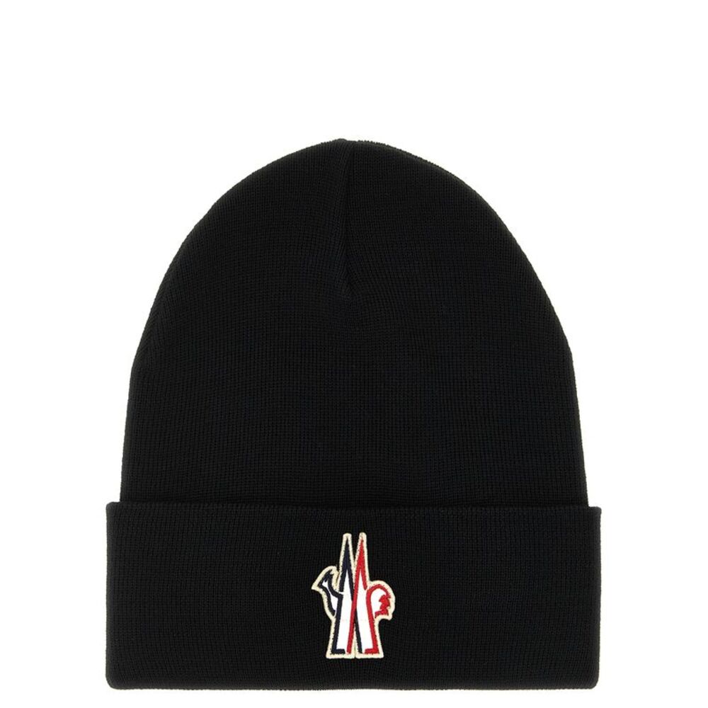 Moncler Grenoble Black Virgin Wool Men's Beanie